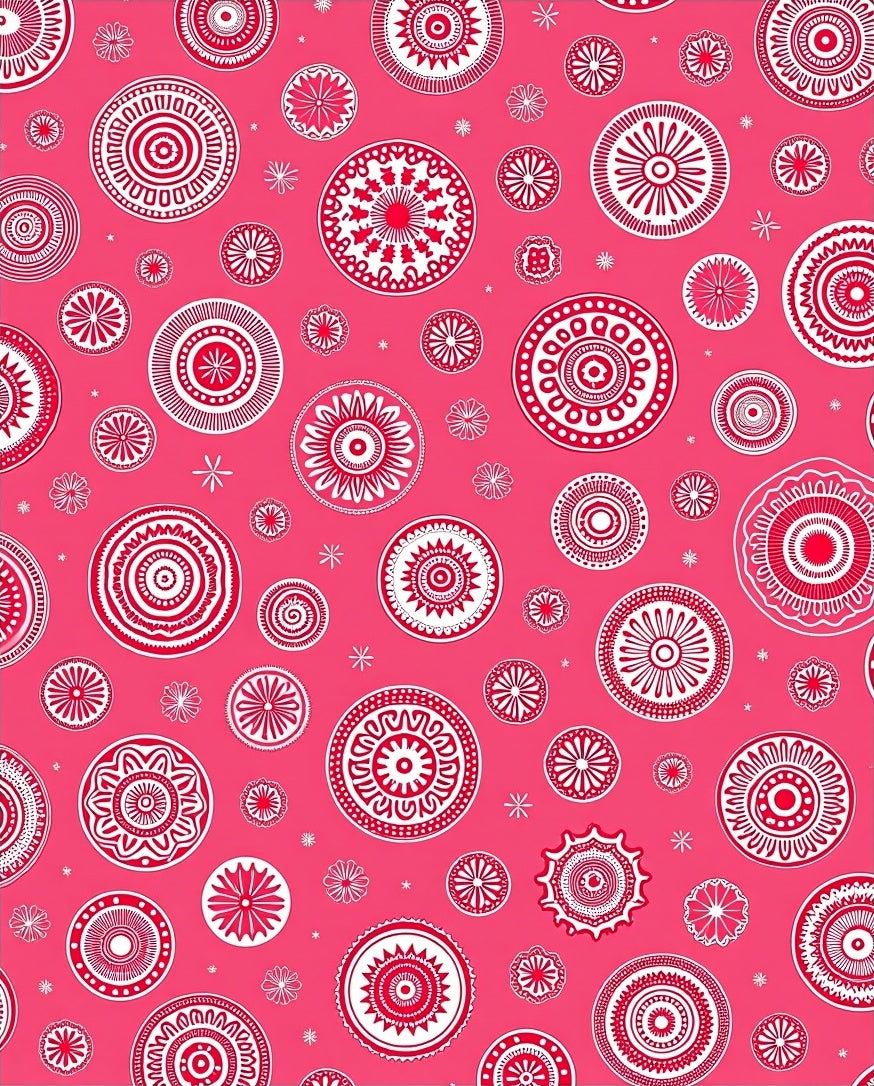 Crimson Circles Medallion Mandala Rug