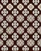 Floral Motif Brown Cream Geometric Pattern Rug