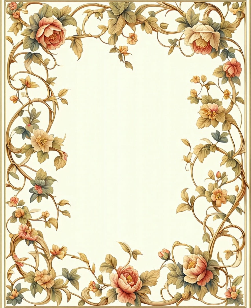 Vintage Floral Vine Pattern Rug