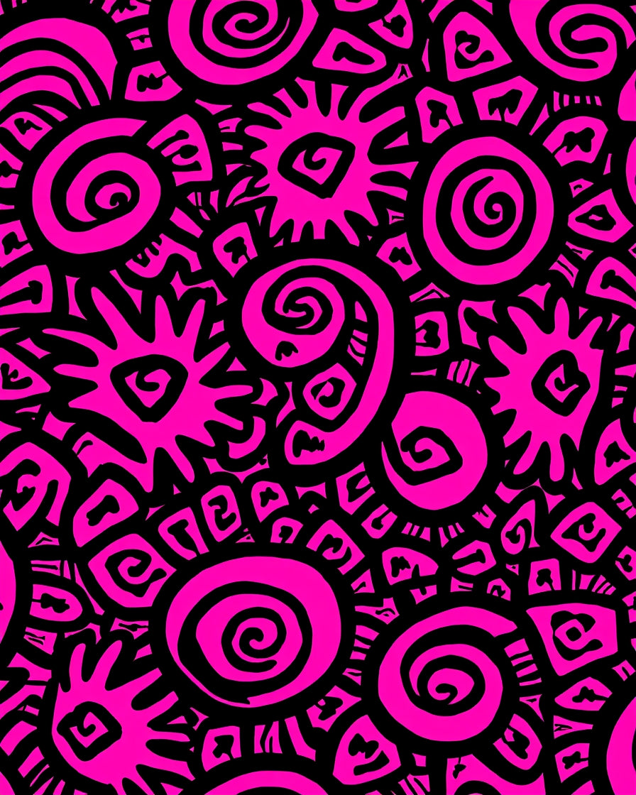 Hot Pink And Black Tribal Sun Design Rug