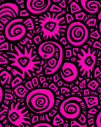 Hot Pink And Black Tribal Sun Design Rug