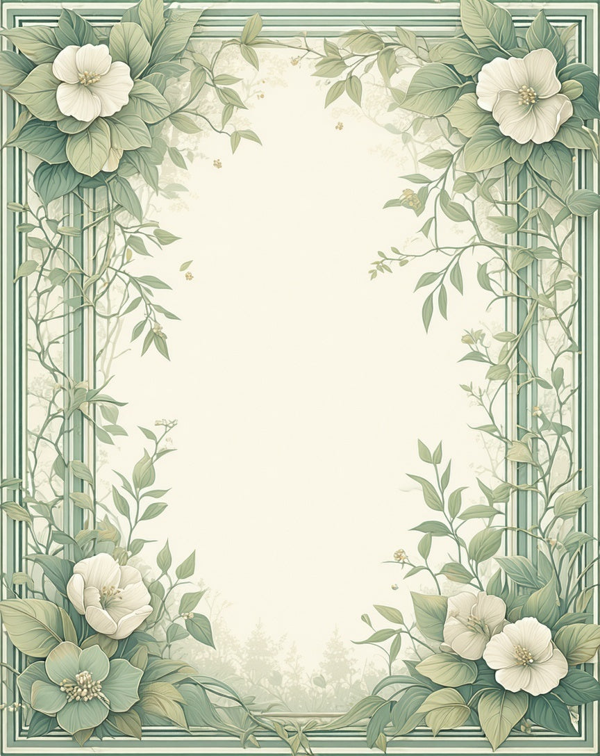 Serene Green Floral Vine Arrangement Rug