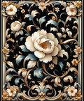 Ornate Floral Scrollwork Pattern Rug