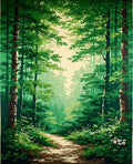 Lush Forest Path Vibrant Green Design Rug