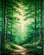 Lush Forest Path Vibrant Green Design Rug