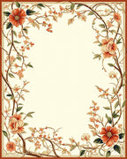 Floral Vine Ornate Border Design Rug