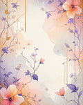 Pastel Floral Vine Watercolor Rug