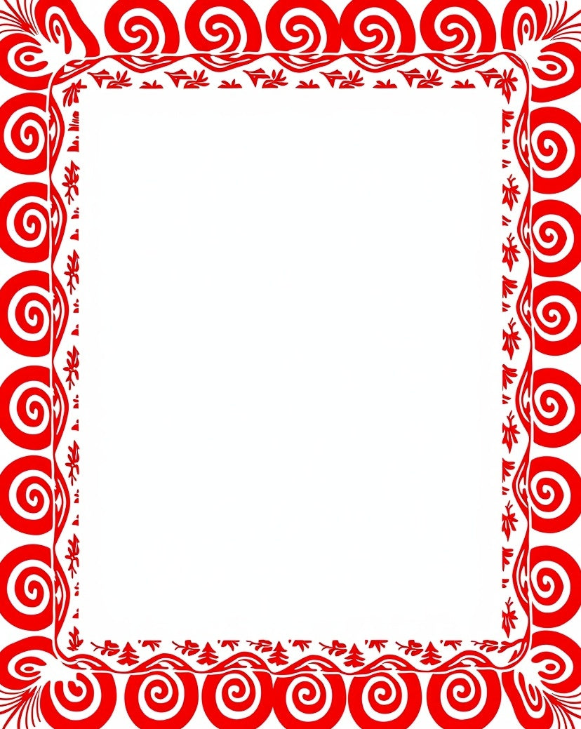 Bold Red Swirl Border Deco Rug