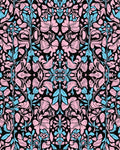 Pink and Blue Floral Symmetry Pattern Rug