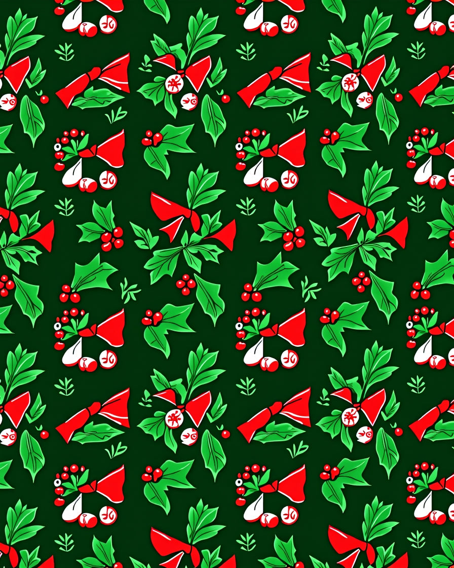 Festive Holly Bow Berry Garland Rug