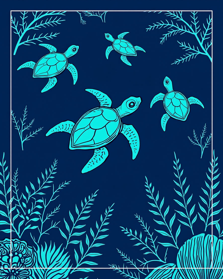 Oceanic Sea Turtle Aquatic Design Rug