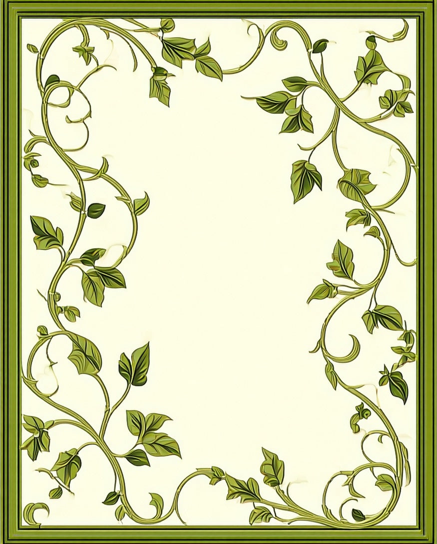 Green Vine Scroll Pattern Rug