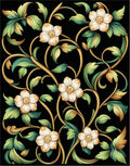Ornate Floral Vine Pattern Design Rug