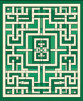 Green Geometric Maze Pattern Design Rug