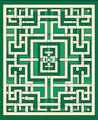 Green Geometric Maze Pattern Design Rug
