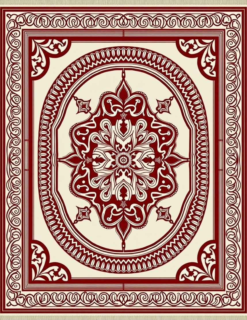 Rich Crimson Medallion Traditional Rug