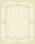 Creamy Yellow Ornate Scroll Pattern Rug