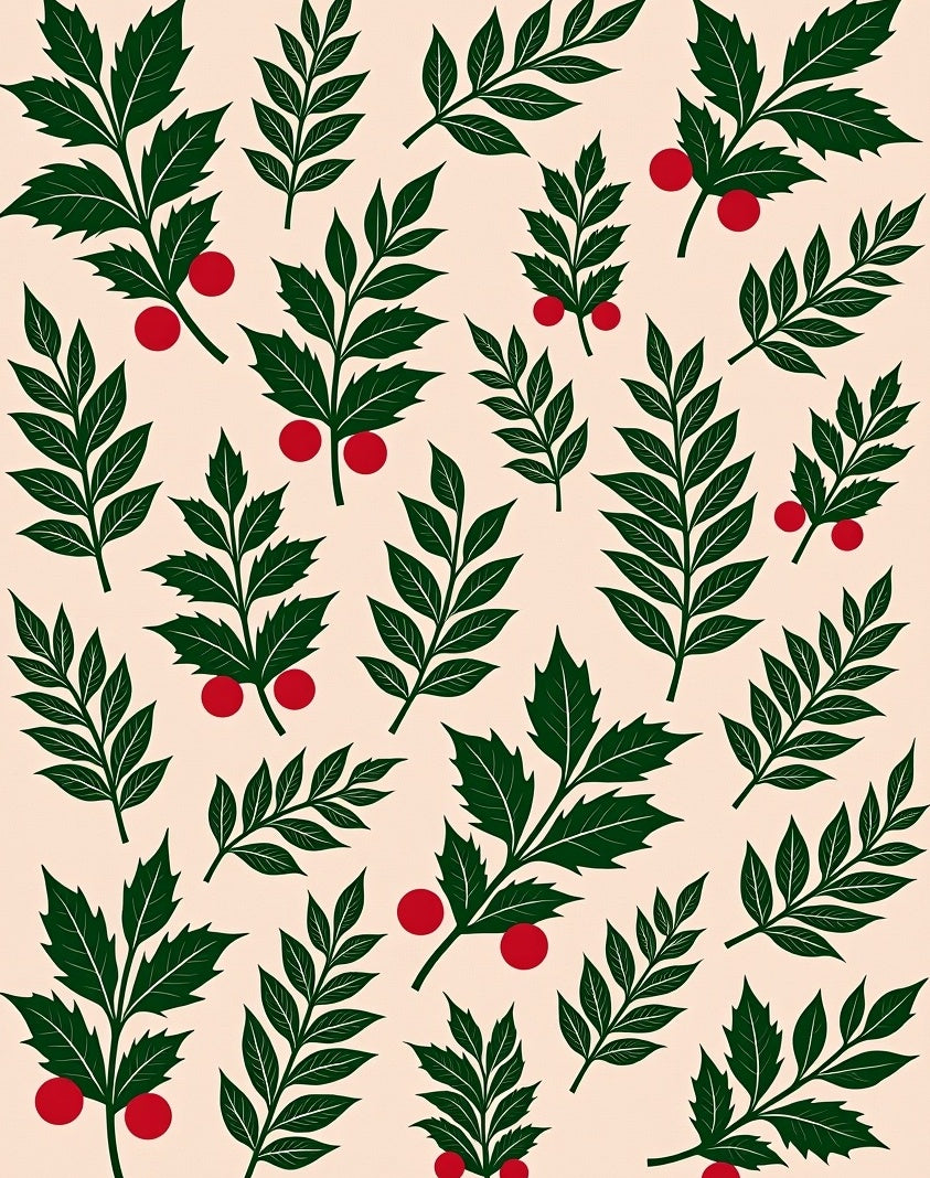 Dark Green Holly Berry Collection Rug