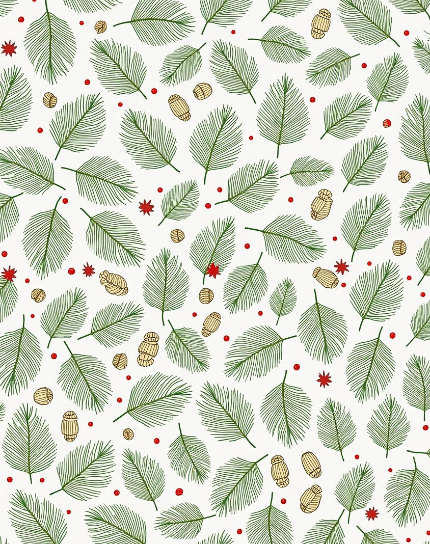 Elegant Evergreen Pine Needle Pattern Rug