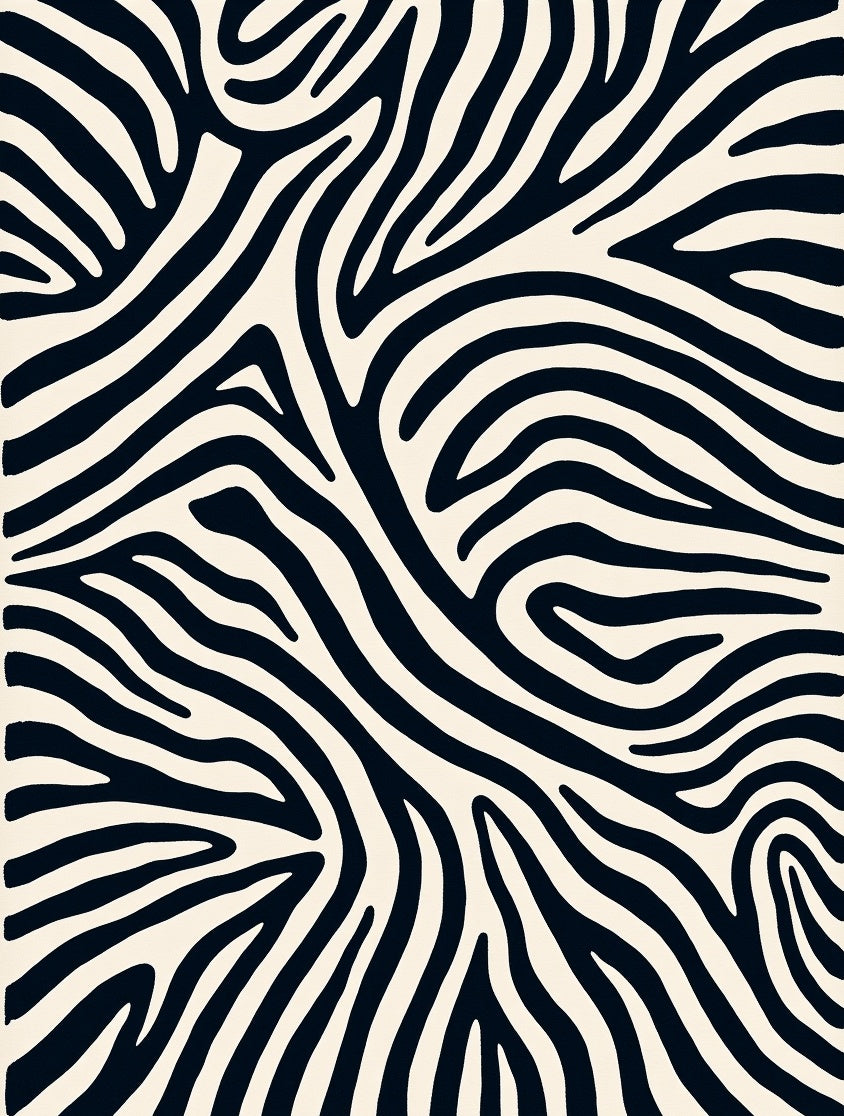 Bold Black and Cream Abstract Stripes Rug