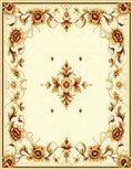 Elegant Golden Floral Scroll Pattern Rug