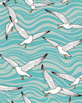 Seagull Flight Across Wavy Ocean Design Rug