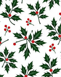 Festive Green Holly Berry Foliage Rug