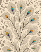 Elegant Feathers With Swirls Design Rug