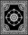Intricate Black White Floral Sunburst Rug