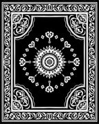 Intricate Black White Floral Sunburst Rug