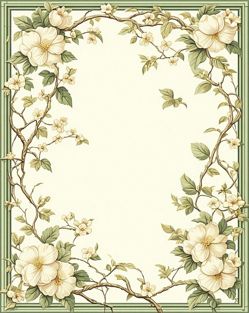Floral Vine with Cream Blooms Rug