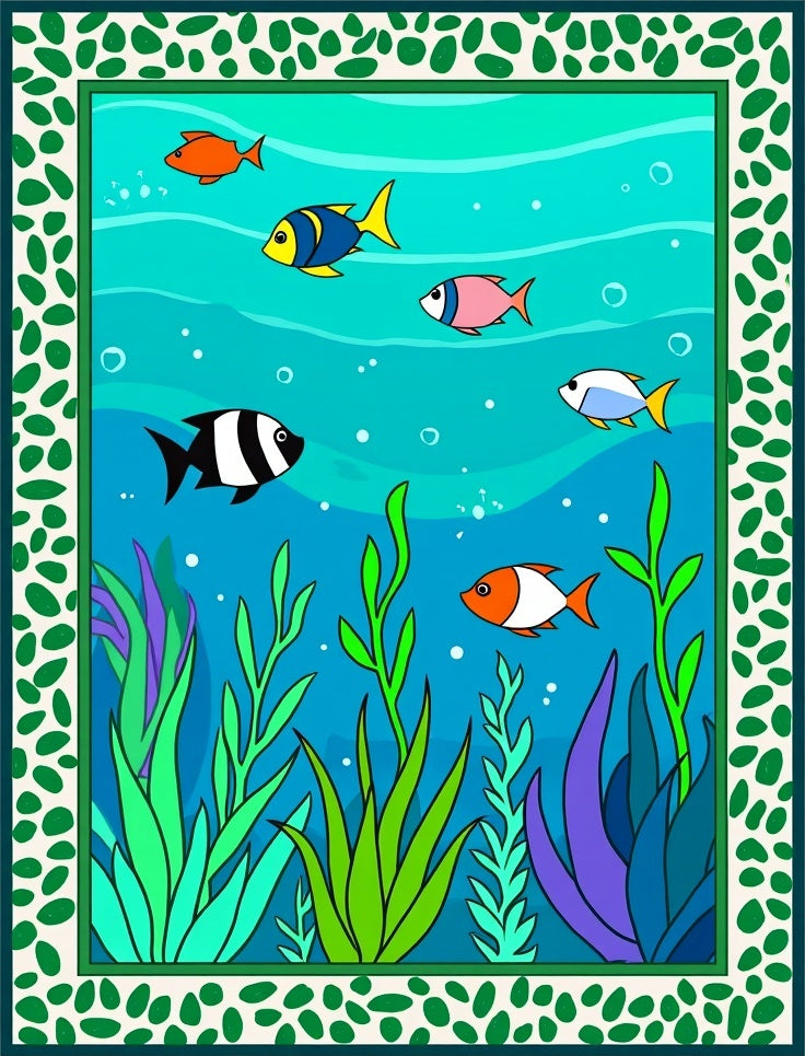 Colorful Fish in Underwater Garden Rug