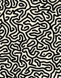 Abstract Black White Maze Pattern Rug