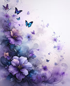 Purple Butterflies Floral Whimsy Rug