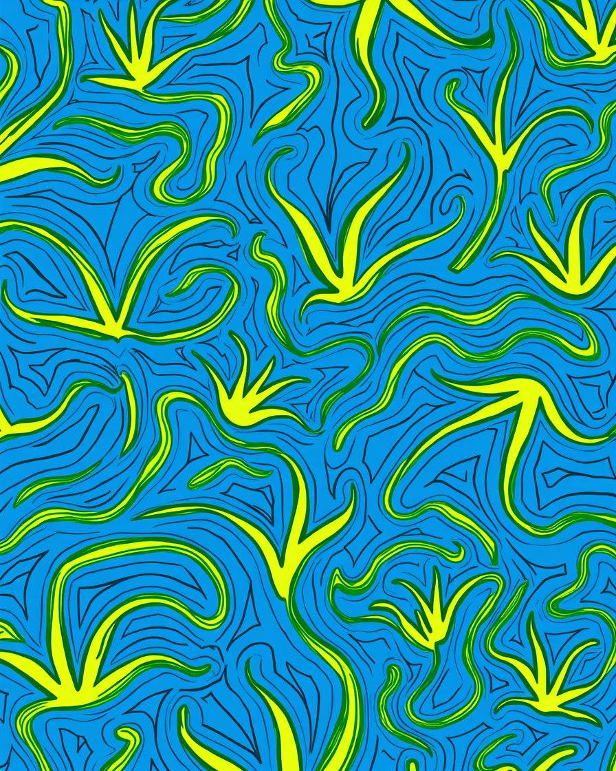 Vivid Blue Yellow Swirl Pattern Rug