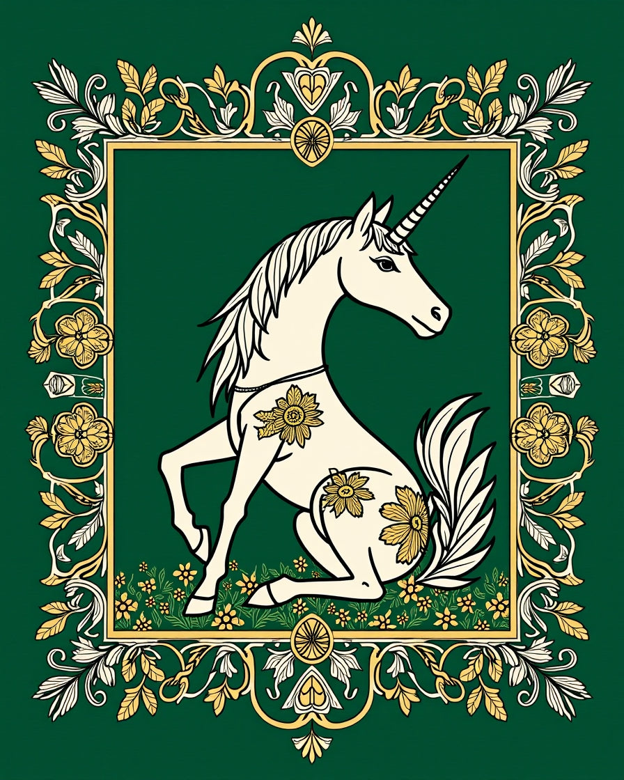 Enchanted Unicorn Floral Meadow Rug