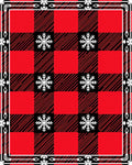 Red Black Buffalo Plaid Snowflake Border Rug