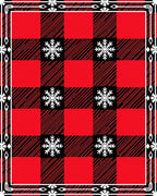 Red Black Buffalo Plaid Snowflake Border Rug
