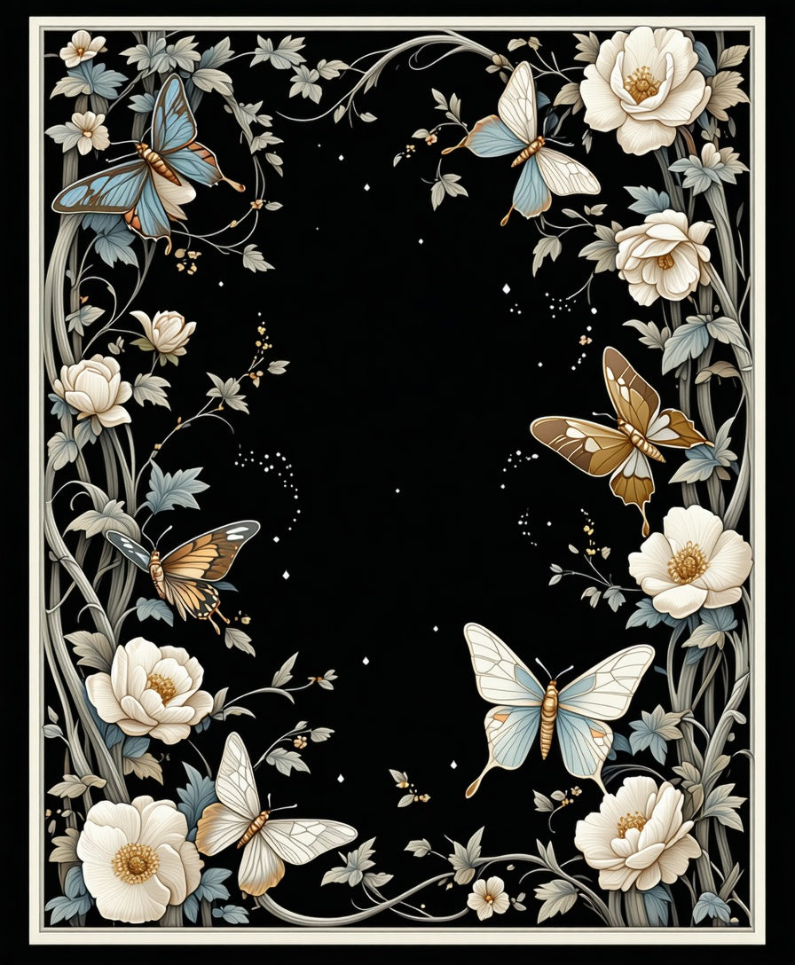 Whimsical Butterfly Floral Garden Rug