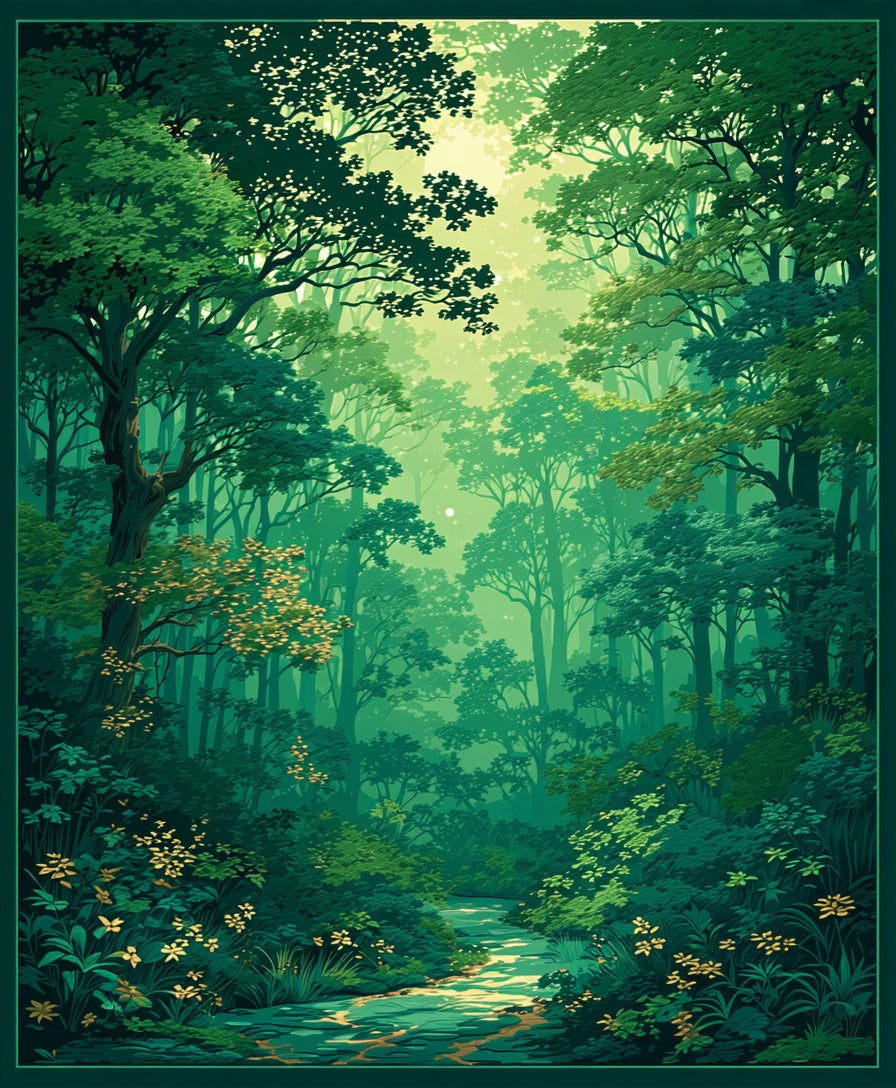 Enchanted Forest Path Scene Rug