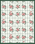 Grid Floral Patterned Pink Blossoms Rug