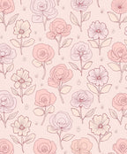 Pastel Floral Outline Pattern Rug