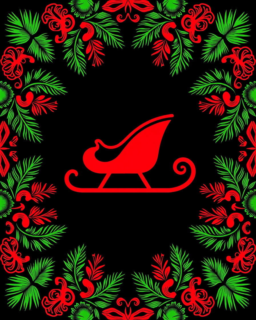 Classic Red Green Sleigh Garland Rug