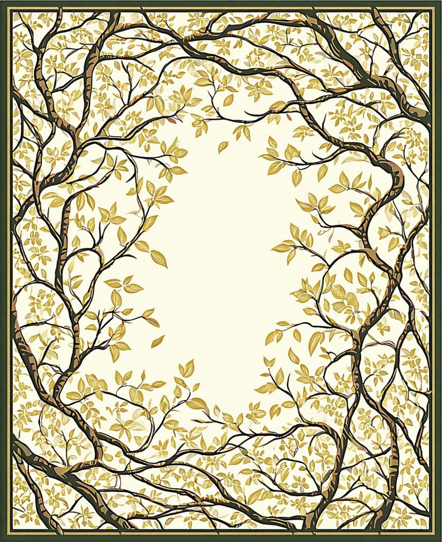 Elegant Falling Leaves Tree Pattern Rug