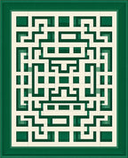 Green Cream Geometric Lattice Rug