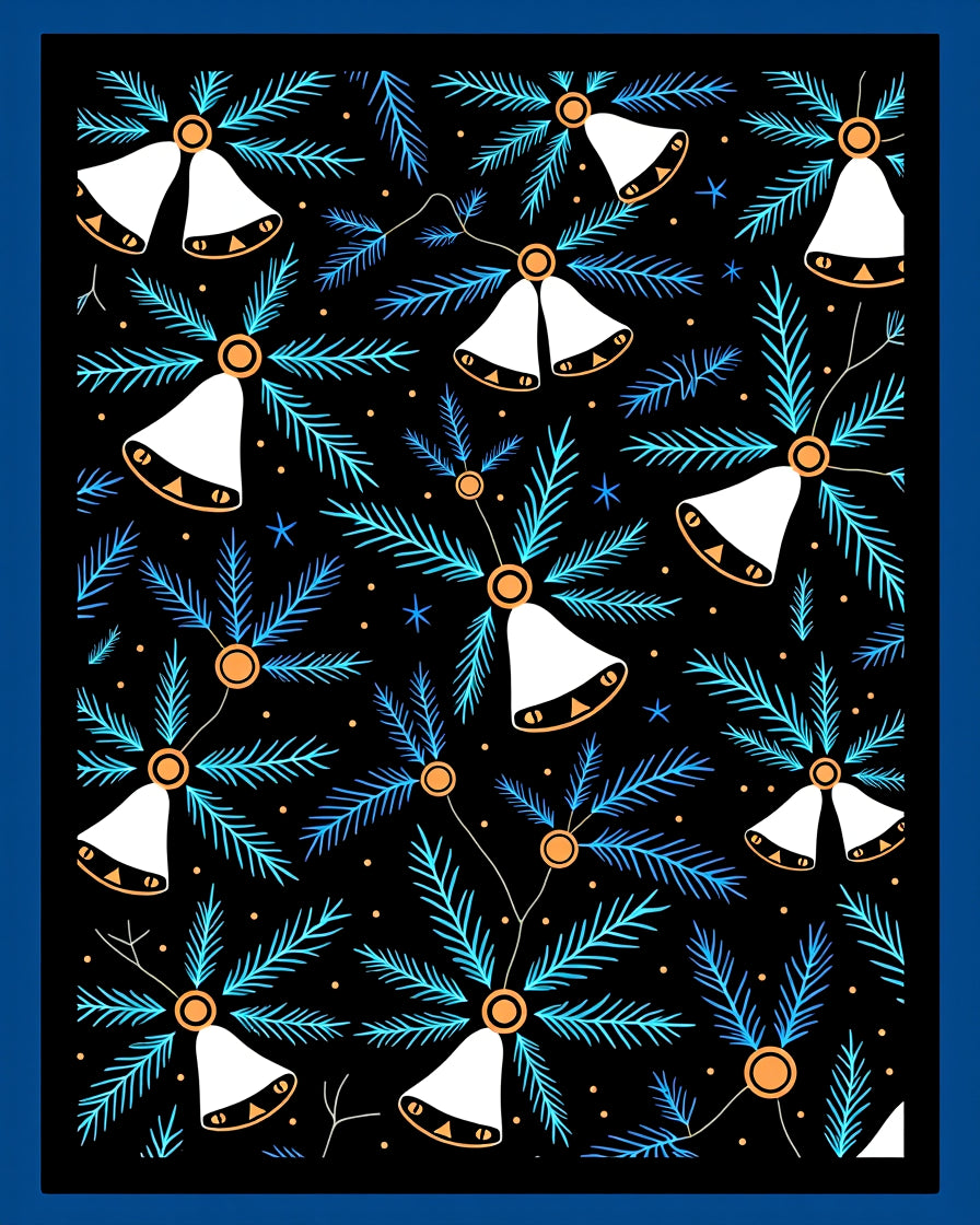 Christmas Bells and Pine Needles Rug
