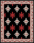 Rich Black Crimson Floral Medallion Border Rug