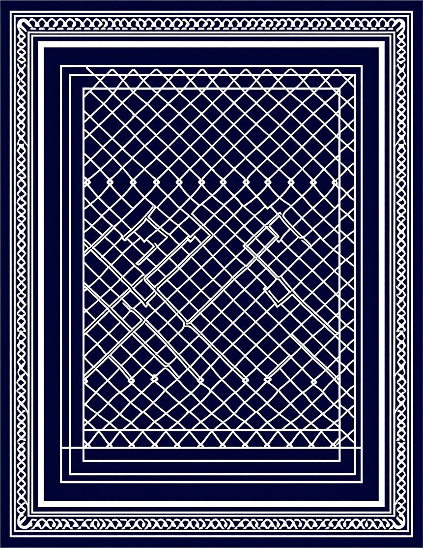 Elegant White Lattice Border Design Rug