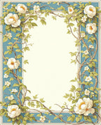 White Peony Vine Floral Pattern Rug