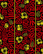 Bold Abstract Red Yellow Pattern Design Rug